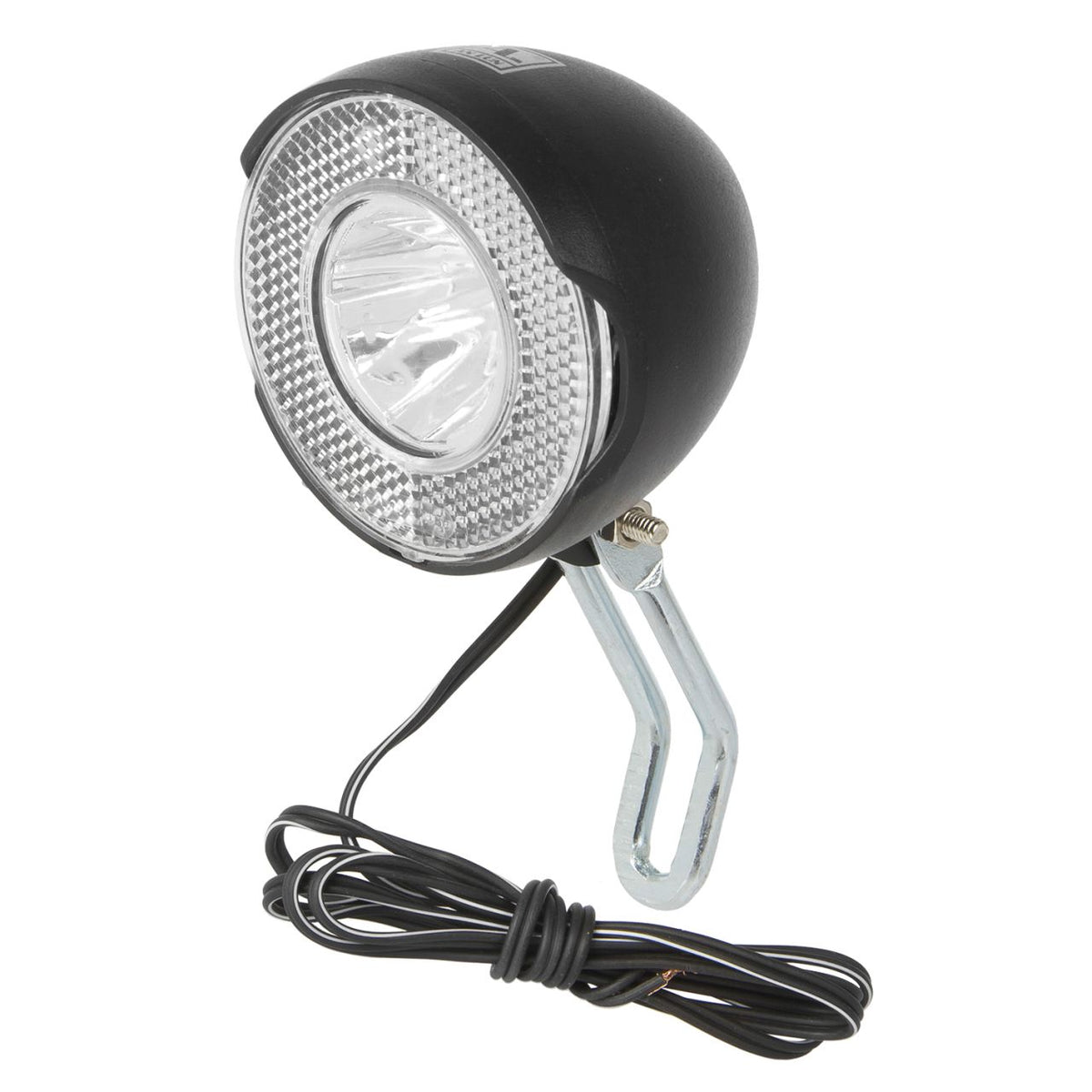 Klassischer LED-Scheinwerfer rund, schwarz, 14 Lux, mit Halter