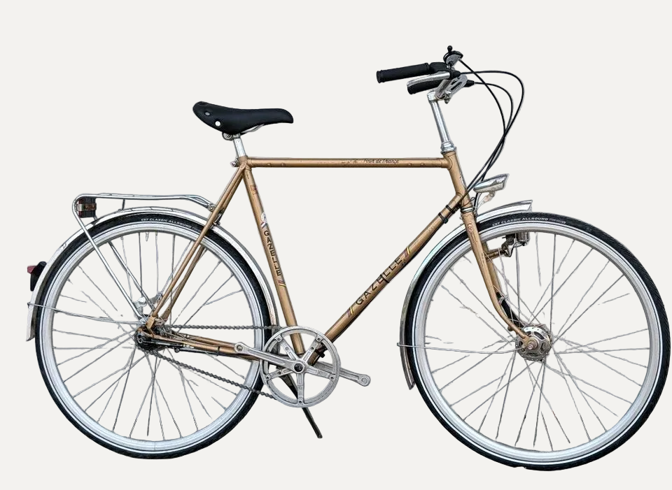 Gazelle Tour de France Vintage-Halbrenner in Gold, Seitenansicht freigestellt