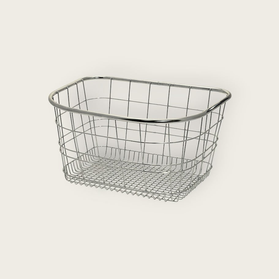 Design Fahrradkorb vorne aus Edelstahl, verchromt