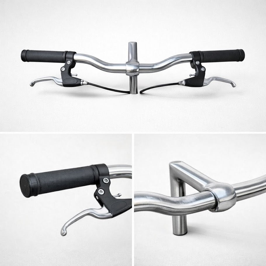 Klassischer Urban Bike Lenker Aluminium 25,4 mm, Silber, poliert – 600 mm – 15° Sweep