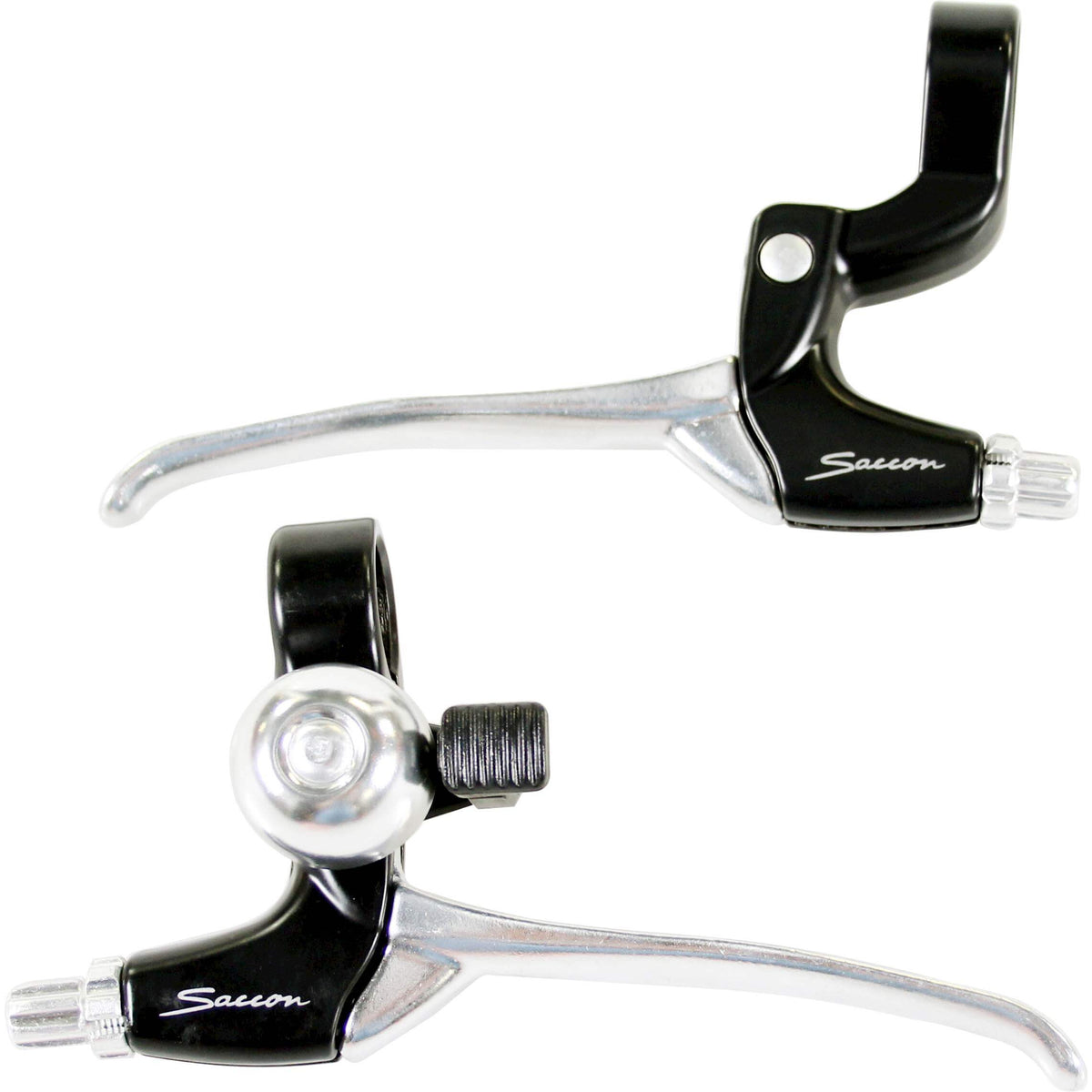 Saccon Bremshebel-Set mit integrierter Klingel, schwarz/silber